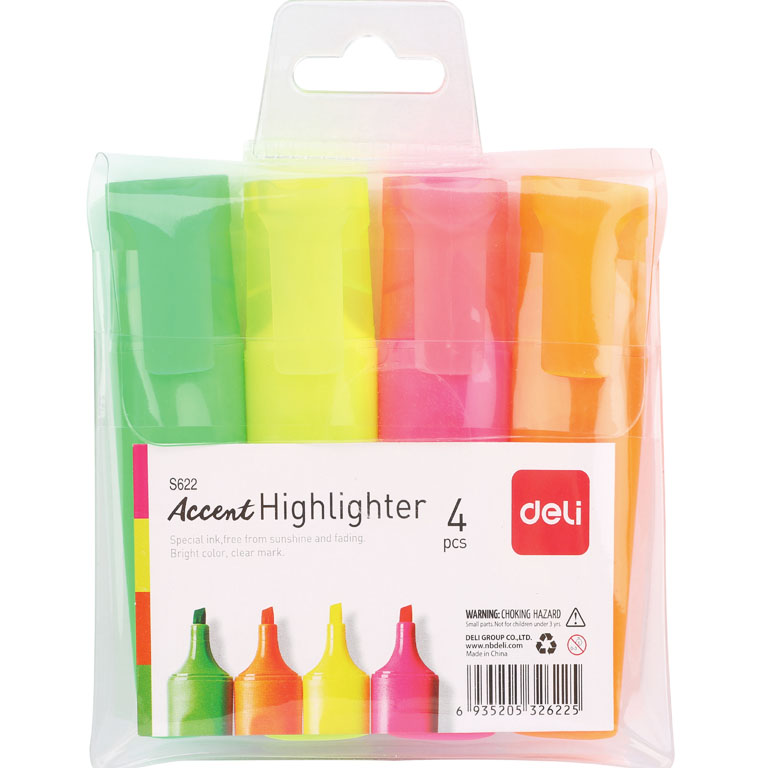 Набір DELI із 4-х текстових маркерів ( 622ES), різнокольорові